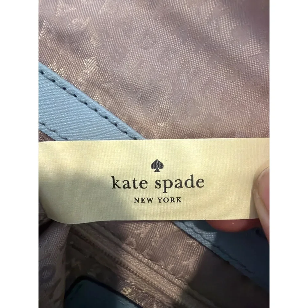 Kate Spade New York Flap Crossbody Bag Dusty Blue Saffiano Leather